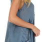 Sakkas Embroidered Watercolor Palm Tree Flared Hem Blouse