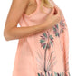 Sakkas Embroidered Watercolor Palm Tree Flared Hem Blouse