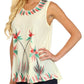 Sakkas Embroidered Watercolor Palm Tree Flared Hem Blouse