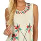 Sakkas Embroidered Watercolor Palm Tree Flared Hem Blouse