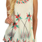 Sakkas Embroidered Watercolor Palm Tree Flared Hem Blouse