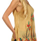 Sakkas Embroidered Watercolor Palm Tree Flared Hem Blouse