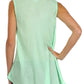 Sakkas Embroidered Watercolor Palm Tree Flared Hem Blouse