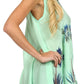 Sakkas Embroidered Watercolor Palm Tree Flared Hem Blouse