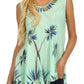 Sakkas Embroidered Watercolor Palm Tree Flared Hem Blouse