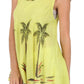 Sakkas Embroidered Watercolor Palm Tree Flared Hem Blouse