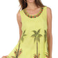 Sakkas Embroidered Watercolor Palm Tree Flared Hem Blouse