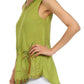 Sakkas Embroidered Watercolor Palm Tree Flared Hem Blouse