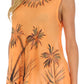 Sakkas Embroidered Watercolor Palm Tree Flared Hem Blouse