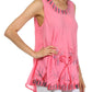 Sakkas Embroidered Watercolor Palm Tree Flared Hem Blouse
