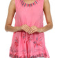 Sakkas Embroidered Watercolor Palm Tree Flared Hem Blouse