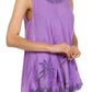 Sakkas Embroidered Watercolor Palm Tree Flared Hem Blouse