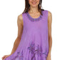 Sakkas Embroidered Watercolor Palm Tree Flared Hem Blouse