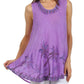 Sakkas Embroidered Watercolor Palm Tree Flared Hem Blouse