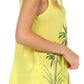 Sakkas Embroidered Watercolor Palm Tree Flared Hem Blouse