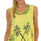Sakkas Embroidered Watercolor Palm Tree Flared Hem Blouse