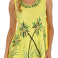 Sakkas Embroidered Watercolor Palm Tree Flared Hem Blouse