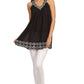 Sakkas Tyra  Sequin Embroidered Relaxed Fit Sleeveless V-Neck Top