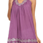 Sakkas Tyra  Sequin Embroidered Relaxed Fit Sleeveless V-Neck Top