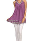 Sakkas Tyra  Sequin Embroidered Relaxed Fit Sleeveless V-Neck Top