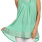 Sakkas Tyra  Sequin Embroidered Relaxed Fit Sleeveless V-Neck Top