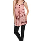 Sakkas Ashanti Embroidered Trim Picot Rayon Tie Dye Tank Top