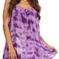 Sakkas Ashanti Embroidered Trim Picot Rayon Tie Dye Tank Top