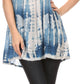 Sakkas Kalelay Long Tall Sleeveless Tie Dye Embroidered Tank Top Blouse Shirt