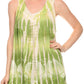 Sakkas Kalelay Long Tall Sleeveless Tie Dye Embroidered Tank Top Blouse Shirt