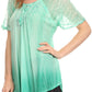 Sakkas Vilma Long Blouse With Embroidery Lace Cap Sleeves And Corset Enclosure