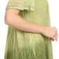 Sakkas Vilma Long Blouse With Embroidery Lace Cap Sleeves And Corset Enclosure