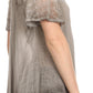 Sakkas Vilma Long Blouse With Embroidery Lace Cap Sleeves And Corset Enclosure