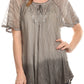 Sakkas Vilma Long Blouse With Embroidery Lace Cap Sleeves And Corset Enclosure