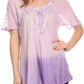 Sakkas Vilma Long Blouse With Embroidery Lace Cap Sleeves And Corset Enclosure
