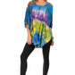 Sakkas Ellesa Ombre Tie Dye Circle Poncho Blouse Shirt Top With Sequin Embroidery