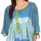 Sakkas Ellesa Ombre Tie Dye Circle Poncho Blouse Shirt Top With Sequin Embroidery