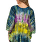 Sakkas Ellesa Ombre Tie Dye Circle Poncho Blouse Shirt Top With Sequin Embroidery