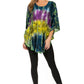 Sakkas Ellesa Ombre Tie Dye Circle Poncho Blouse Shirt Top With Sequin Embroidery