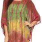 Sakkas Ellesa Ombre Tie Dye Circle Poncho Blouse Shirt Top With Sequin Embroidery