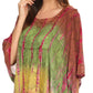 Sakkas Ellesa Ombre Tie Dye Circle Poncho Blouse Shirt Top With Sequin Embroidery
