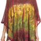 Sakkas Ellesa Ombre Tie Dye Circle Poncho Blouse Shirt Top With Sequin Embroidery