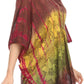 Sakkas Ellesa Ombre Tie Dye Circle Poncho Blouse Shirt Top With Sequin Embroidery