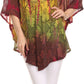 Sakkas Ellesa Ombre Tie Dye Circle Poncho Blouse Shirt Top With Sequin Embroidery