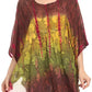 Sakkas Ellesa Ombre Tie Dye Circle Poncho Blouse Shirt Top With Sequin Embroidery