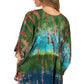 Sakkas Ellesa Ombre Tie Dye Circle Poncho Blouse Shirt Top With Sequin Embroidery
