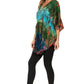 Sakkas Ellesa Ombre Tie Dye Circle Poncho Blouse Shirt Top With Sequin Embroidery