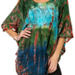 Sakkas Ellesa Ombre Tie Dye Circle Poncho Blouse Shirt Top With Sequin Embroidery