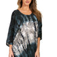 Sakkas Ellesa Ombre Tie Dye Circle Poncho Blouse Shirt Top With Sequin Embroidery