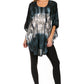 Sakkas Ellesa Ombre Tie Dye Circle Poncho Blouse Shirt Top With Sequin Embroidery