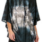 Sakkas Ellesa Ombre Tie Dye Circle Poncho Blouse Shirt Top With Sequin Embroidery